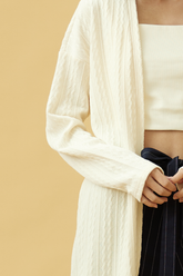 Charis Cable Knit Cardigan in Cream